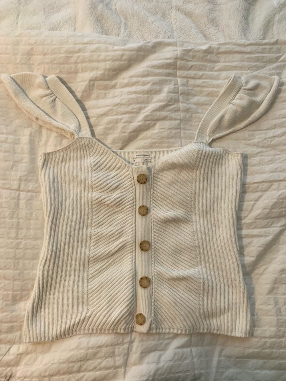 Anthropologie Sleeveless Knit Button-Front Tank Top in Cream